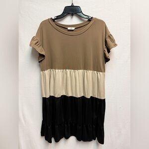 entro Dress- Brown, Cream, and Black